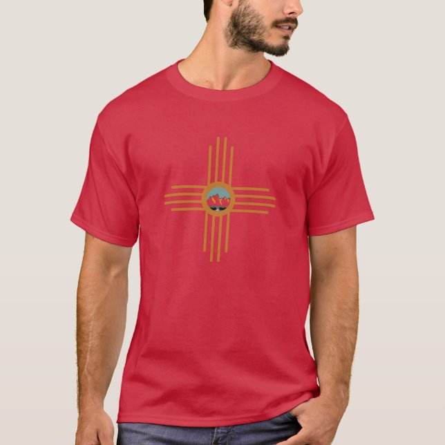 Camiseta Novo México NM Zia Indian Symbol Waterfall T Shirt (Frente)