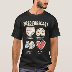Camiseta novo papai de previsão de 2023 Mãe Anúncio do bebê