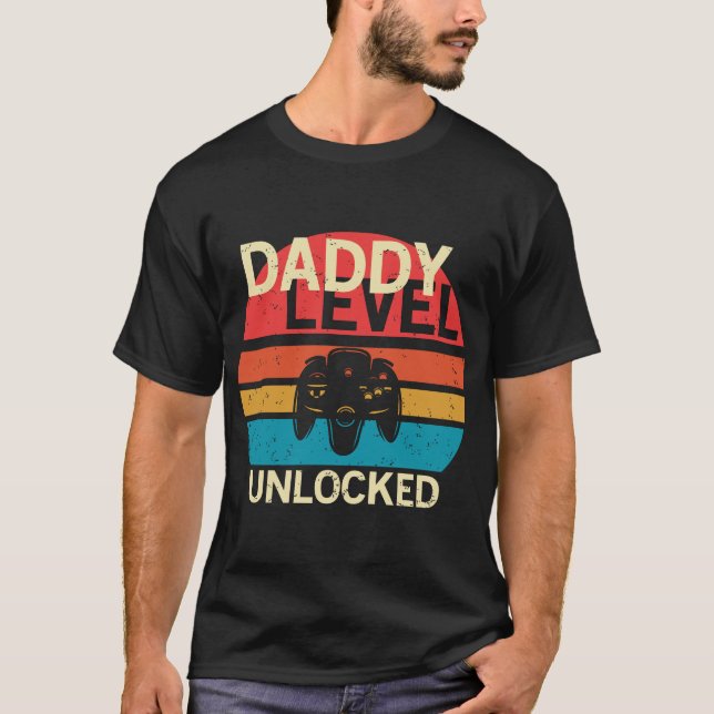 Camiseta Novo papai Engraçado Desbloqueado No Nível Do Pai, (Frente)