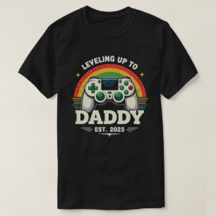 Camiseta Novo papai Engraçado Nivelando Até Pai Est 2025