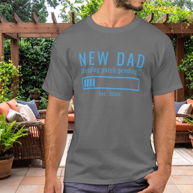 Camiseta Novo Papai Patch de Sono Azul Design (Criador carregado)