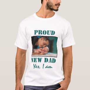 Camiseta NOVO PAPAI PROUD   Foto personalizável Camisa-T B