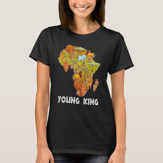 Camiseta Novo Rei Africano Pequeno Rei Negro História Mês (Frente)