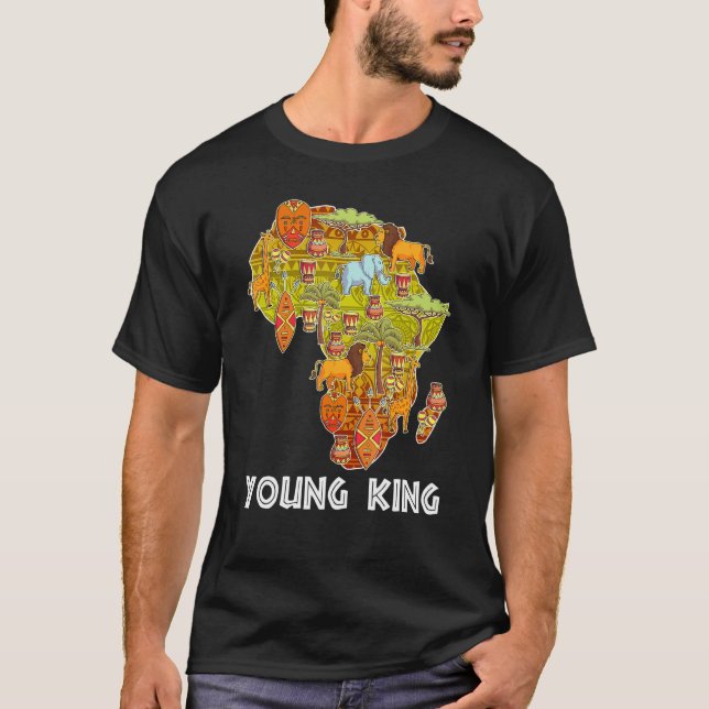 Camiseta Novo Rei Africano Pequeno Rei Negro História Mês (Frente)