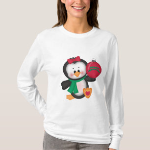 Camiseta Noz-camiseta de manga longa do Pinguim Natal