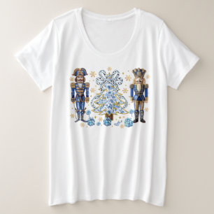 Camiseta Nozes Azuis e Camiseiros de Árvore de Natal