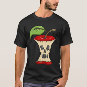 Camiseta Núcleo de Maçã Horroroso Rosto de Esqueleto Hallow