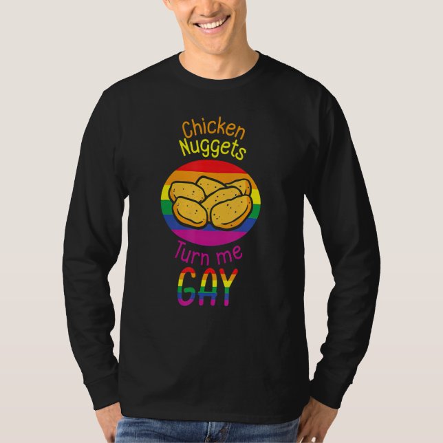 Camiseta Nugget de Frango Me Faz Gay Frango Frito Comida Rá (Frente)