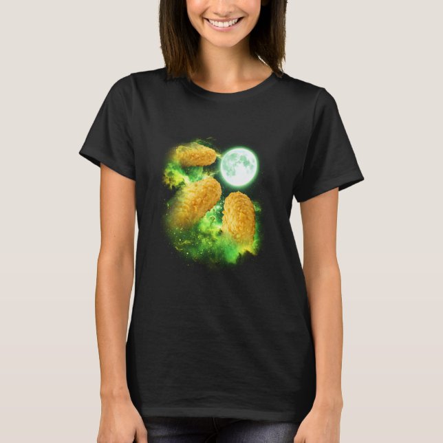 Camiseta Nugget de Frango Uivando para a Lua Verde tie dye  (Frente)