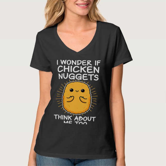 Camiseta Nuggets de Frango Pensam em Mim Também Nuggies Com (Frente)