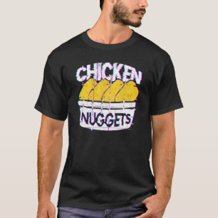 Camiseta Nuggets de Frango Pixelados com Glitches Vaporwave