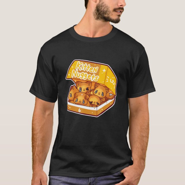 Camiseta Nuggets de Gatinho Comida Rápida Gato Fofo Nugget  (Frente)