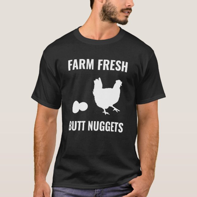Camiseta Nuggets Frescos da Fazenda Funny Chicken (Frente)