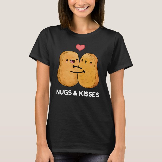 Camiseta Nugs E Beijos Frango Engraçado Nugget Pun Dark BG (Frente)