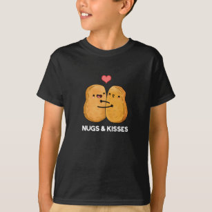 Camiseta Nugs E Beijos Frango Engraçado Nugget Pun Dark BG
