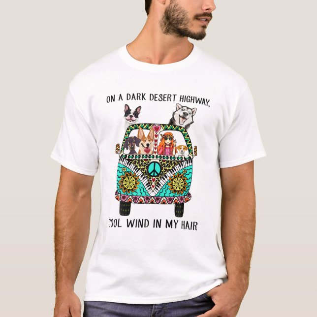Camiseta Numa Estrada Escura Do Deserto, Vento Legal E Meus (Frente)