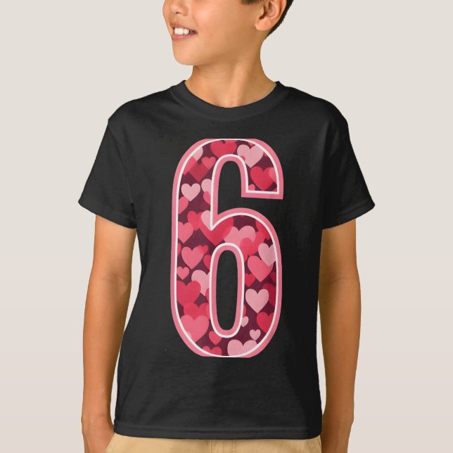 Camiseta Number 6 Tee Six Seven 6 7 67 Valentines Matching  (Frente)