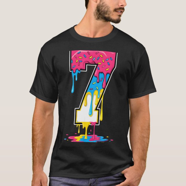 Camiseta Number 7 Team Srts Ice Cream Drip Matching Varsity (Frente)
