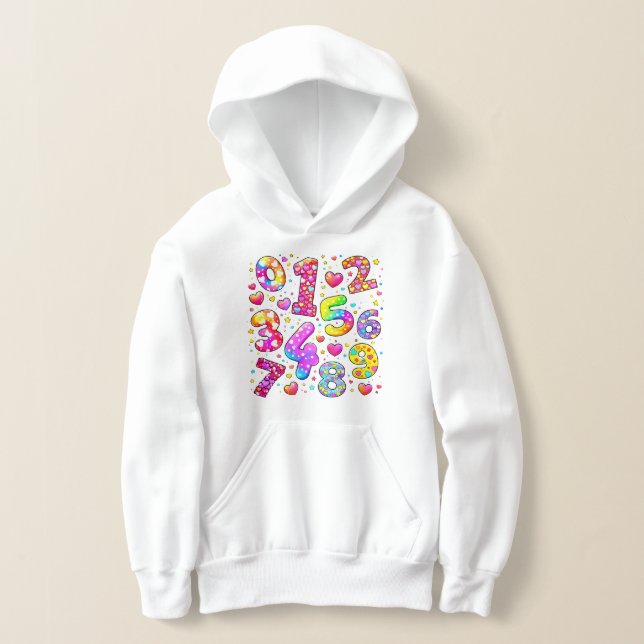 Camiseta Number Day Cute Colorful Numbers Hoodie (Postura )