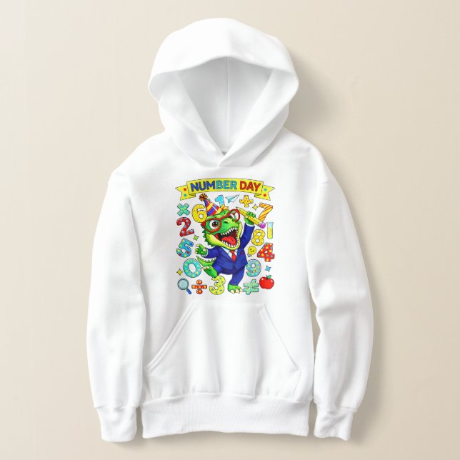 Camiseta Number Day Dinosaur Math Hoodie for Kids (Postura )