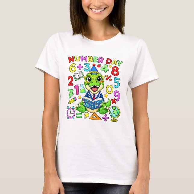 Camiseta Number Day Dinosaur Maths T Shirt for Kids (Frente)
