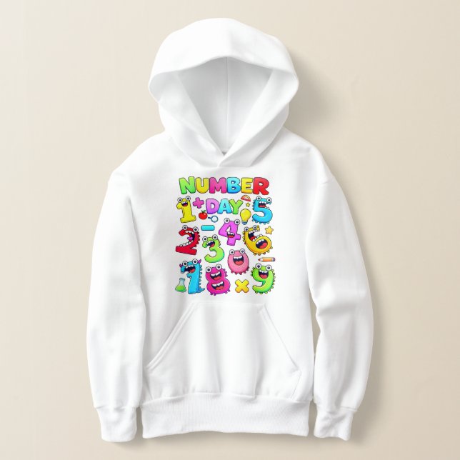 Camiseta Number Day Funny Cartoon Numbers Hoodie (Postura )