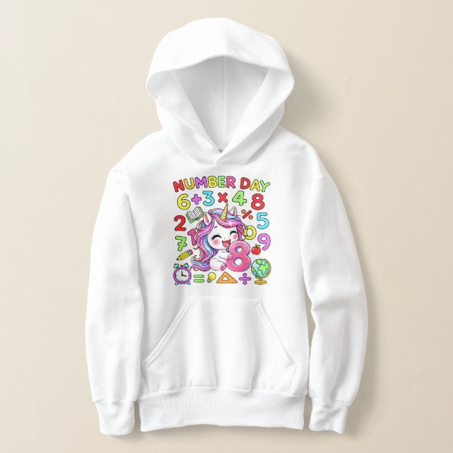 Camiseta Number Day Unicorn Math Numbers Hoodie (Postura )