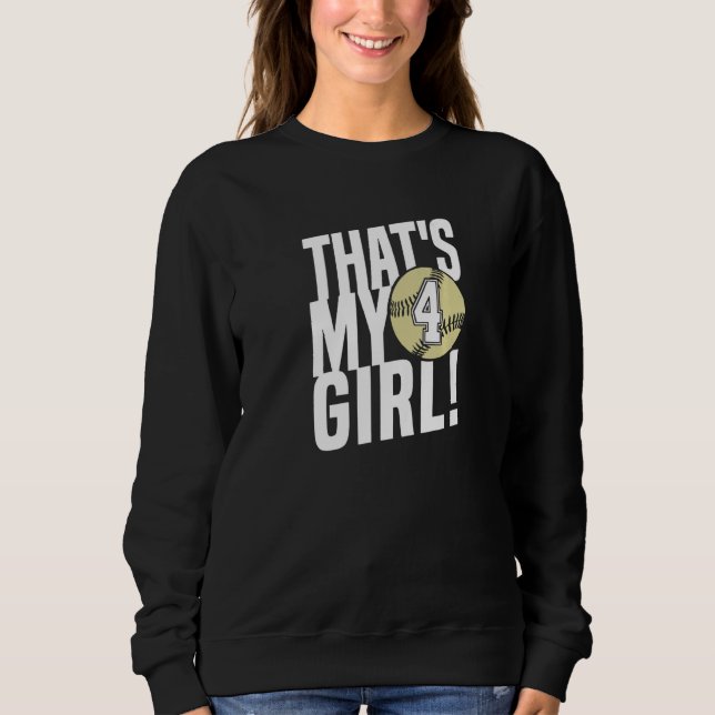 Camiseta Number Four That's My Girl 4 Softball Mom Dad Fami (Frente)