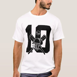 Camiseta Número 10 Anos Críquete 10º Aniversário