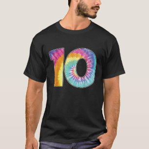 Camiseta Número 10 Equipe Mesmo ou 10º Aniversário Tie Dye