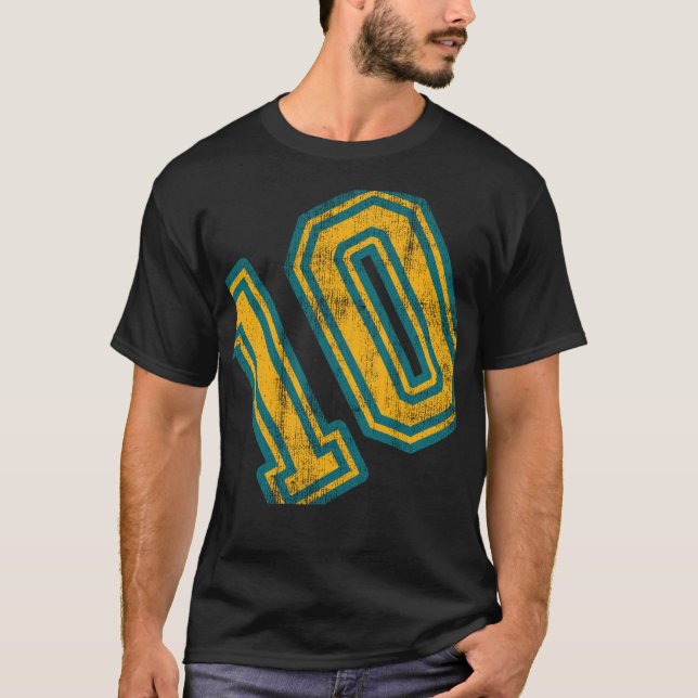 Camiseta número 10 - número 10, vintage, retrô (Frente)