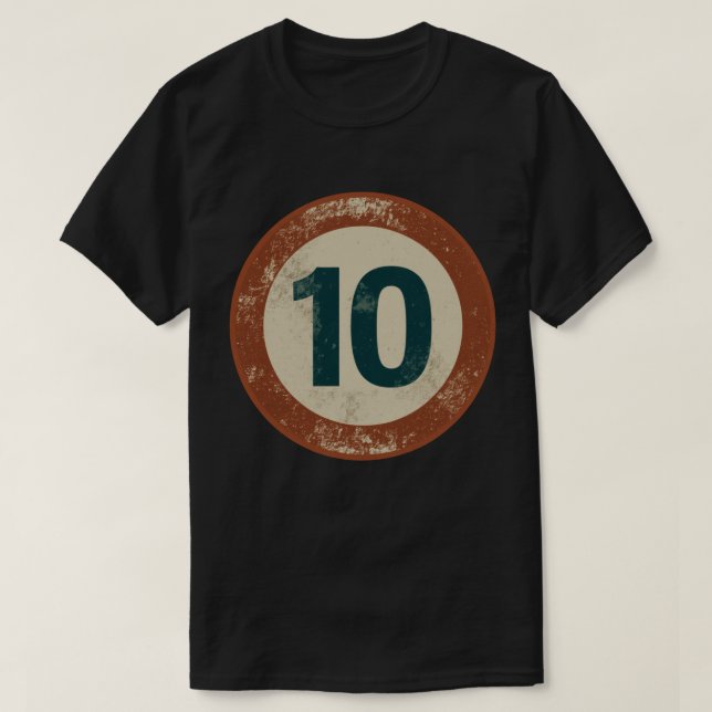 Camiseta Número 10 Vintage Desgastado (Frente do Design)