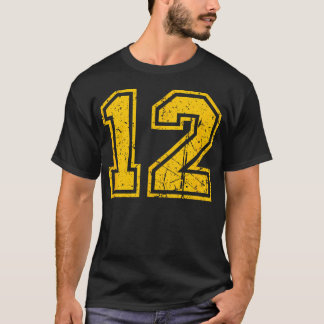 Camiseta Número 12 Esporte Amarelo Vintage