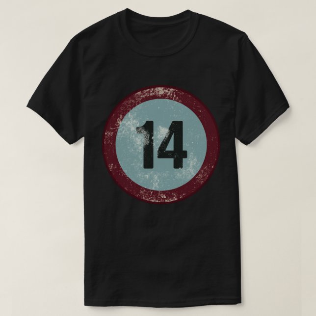 Camiseta Número 14 Vintage Desgastado (Frente do Design)