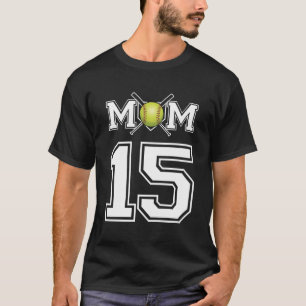 Camiseta Número 15 Jogador Softball Mãe Maior Veste De Vent