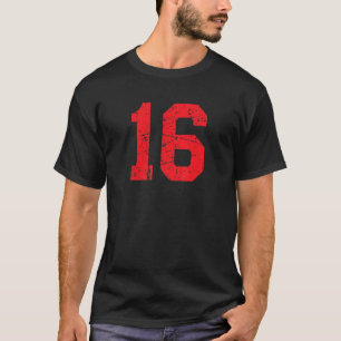Camiseta Número 16 Sports Jersey Red Distress Vintage Lu
