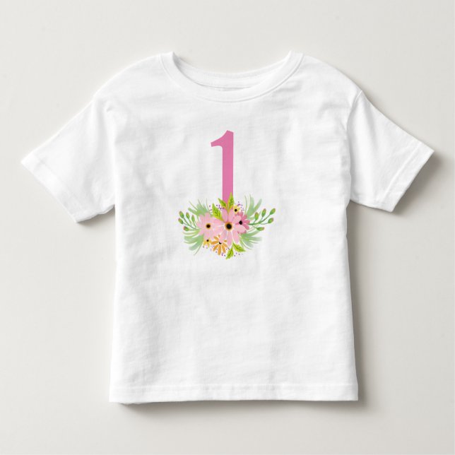 Camiseta Número 1 com Flores (Frente)