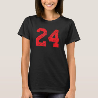 Camiseta Número 24 Sports Jersey Red Distress Vintage Lu