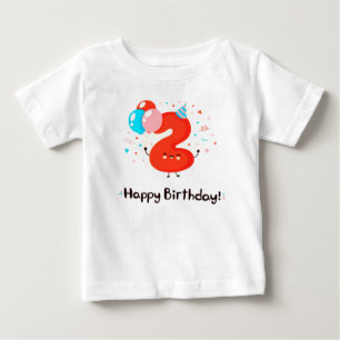 Camiseta Número 2 de Sorriso Bonito com Camisa-T de Balões