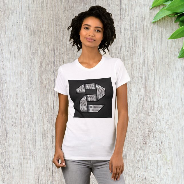 Camiseta Número 2 Metálico Cromado Industrial Negrito (Criador carregado)