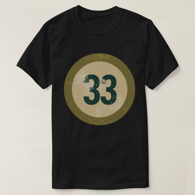 Camiseta Número 33 Vintage Desgastado (Frente do Design)