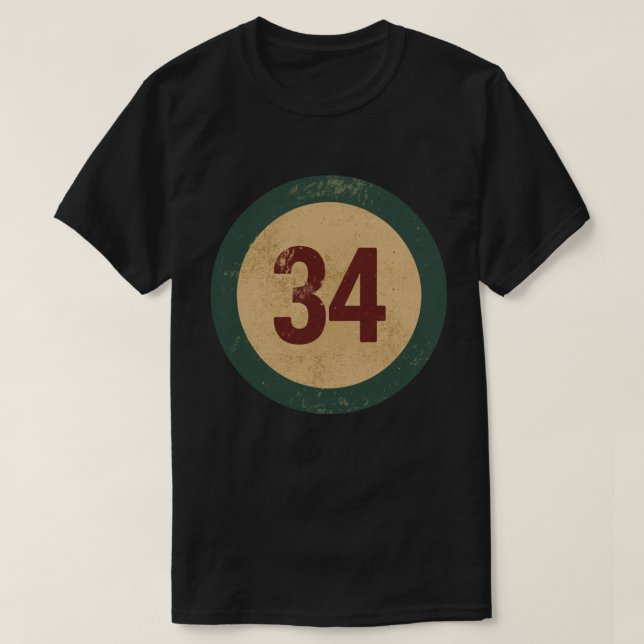 Camiseta Número 34 Vintage Desgastado (Frente do Design)