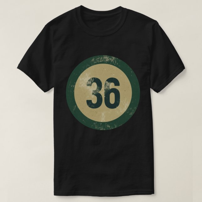 Camiseta Número 36 Vintage Desgastado (Frente do Design)