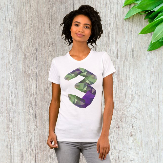 Camiseta Número 3 Low Poly Gradiente Geométrico (Criador carregado)
