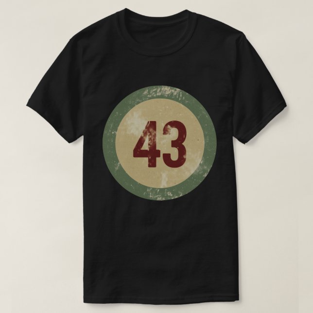 Camiseta Número 43 Vintage Desgastado (Frente do Design)