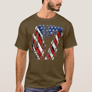 Camiseta Número 47 Red White e Blue American Flag 47 Jers