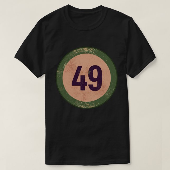 Camiseta Número 49 Vintage Distressed (Frente do Design)