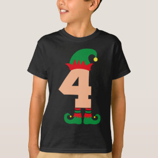 Camiseta Número 4 Elf Chrismas Tema 4 Anos Meninos