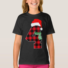 Camiseta Número 4 Tema de Natal Xmas 4º Bdia 4 Anos