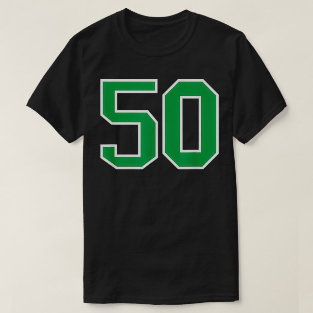 Camiseta Número #50 Sports Jersey Green White Número Sortud (Frente do Design)